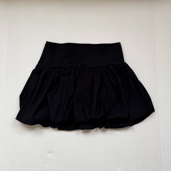 Black Bubble Mini Skirt – Thick Structured Fabric, Voluminous - Picture 2 of 2